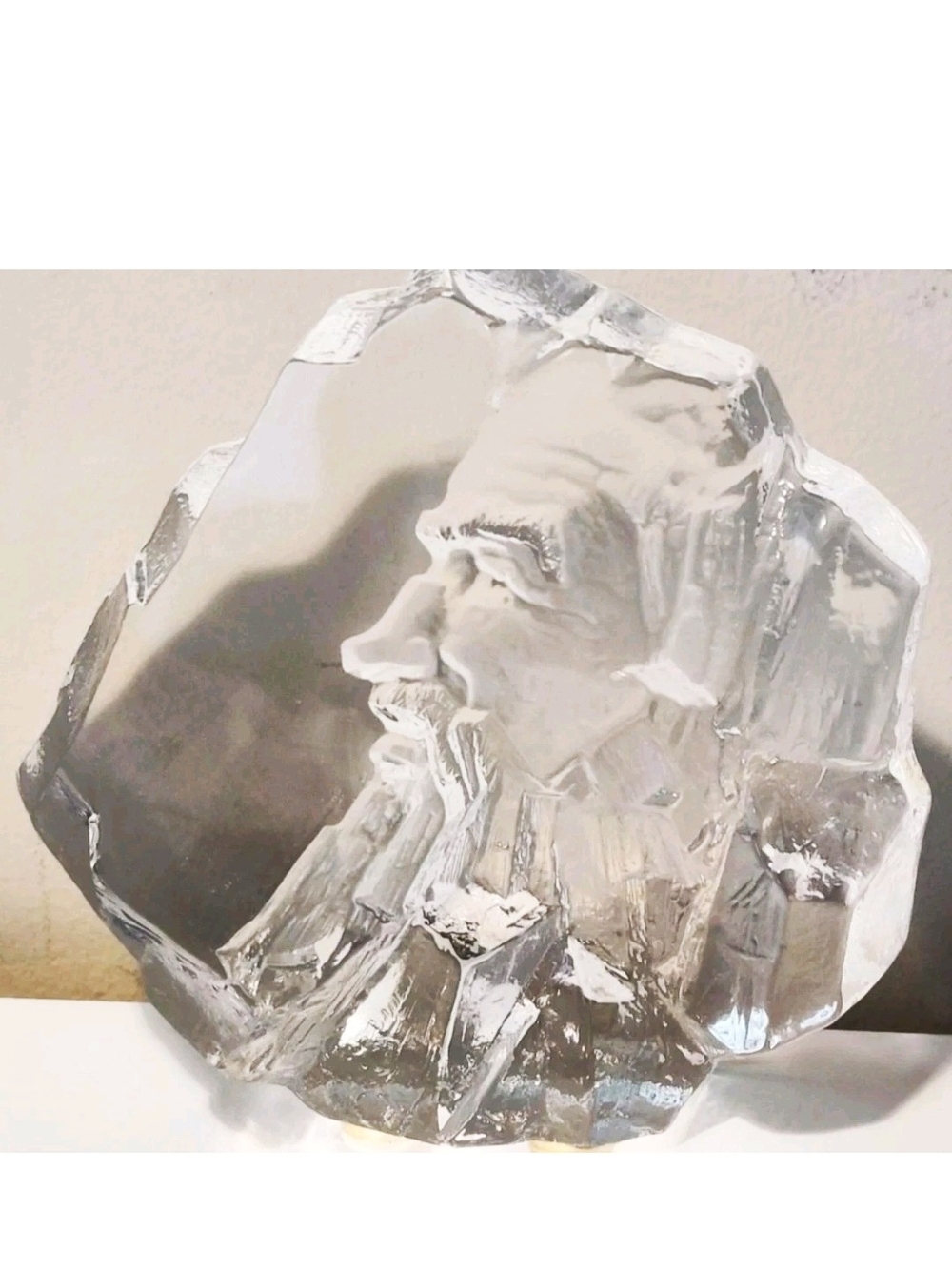 Mats Jonassen Art Glass Mens Face Paperweight Style Signed